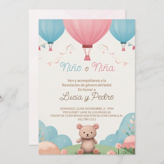 Revelación de Genero - Spaanse Genderonthulling Kaart (Voorkant / Achterkant)