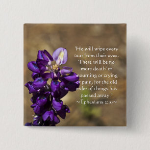 Revelatie 21:4 vierkante button 5,1 cm