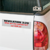 Revelatie 3:20 Laat Jezus binnen! Bumpersticker (Op Truck)