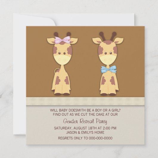Revelatie van het geslacht van de giraffe kaart (Voorkant)