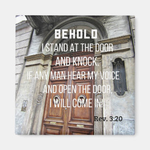 Revelaties 3:20 Behold Ik sta aan de deur Magneet