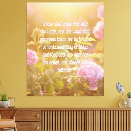 Revelation 17:14 bijbelverse KJV Pic Wall Art Canvas Afdruk (Insitu (Woonkamer))