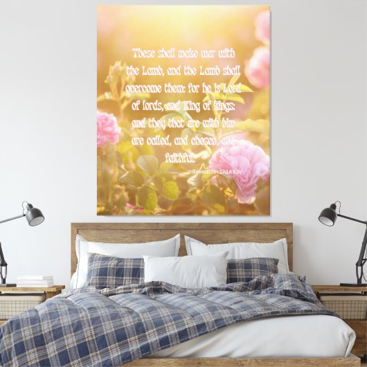 Revelation 17:14 bijbelverse KJV Pic Wall Art Canvas Afdruk (Insitu (Slaapkamer))