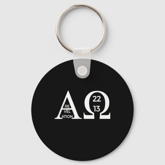 Revelation 2213 Alpha Omega T-Shirt Bijbel Christi Sleutelhanger (Voorkant)