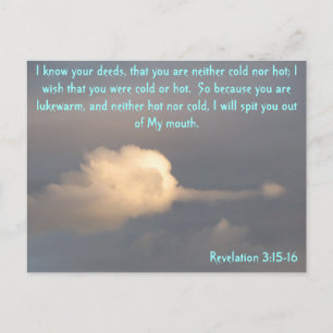 Revelation 3 15-16 with spitting cloud briefkaart