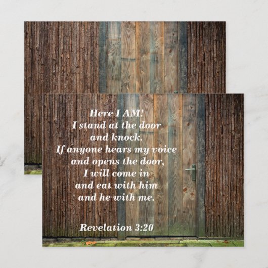 Revelation 3:20 The Door Bijble Verse Memory Briefkaart (Voorkant / Achterkant)