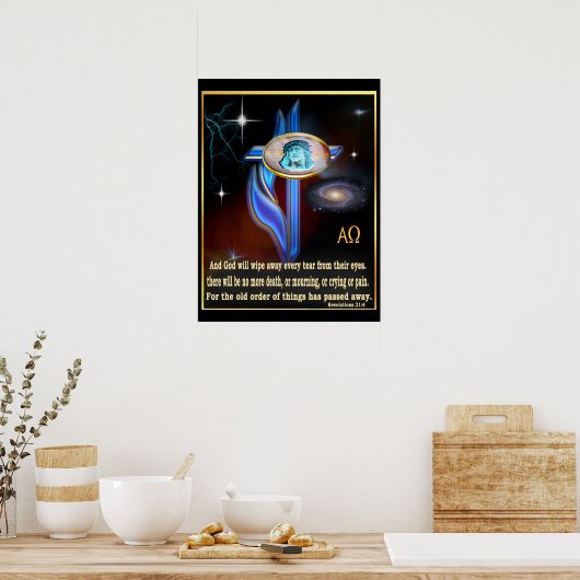 Revelations 21:4 Scripture poster (Keuken)