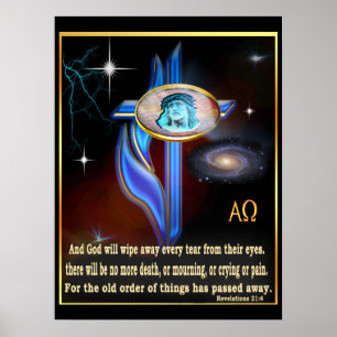 Revelations 21:4 Scripture poster
