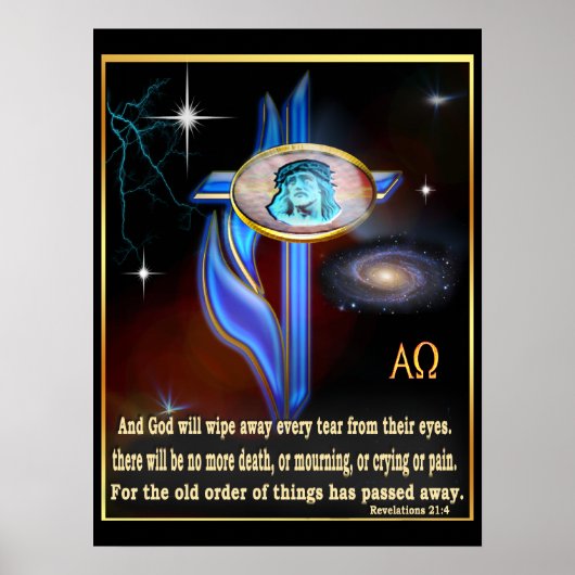 Revelations 21:4 Scripture poster (Voorkant)