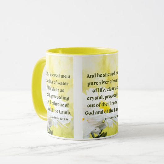 Revelations 22:1 KJV Bijbelscripts Pic Two-Tone Mok (Voorkant links)