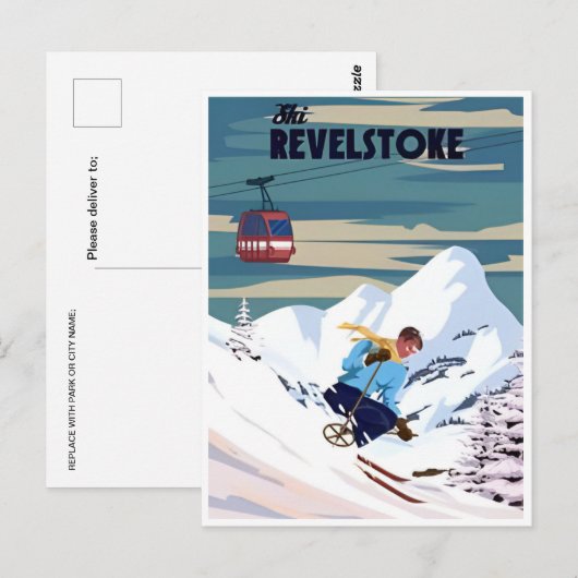Revelstoke BC Canada Bergskiën Vintage Briefkaart (Voorkant / Achterkant)