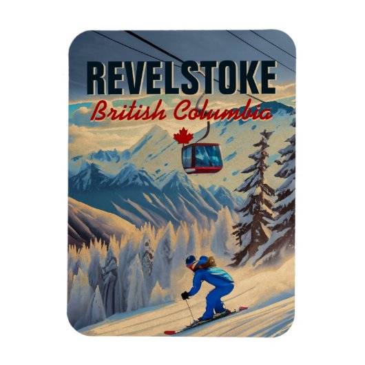 Revelstoke BC Canada Bergskiën Vintage jaren 50 Magneet (Verticaal)