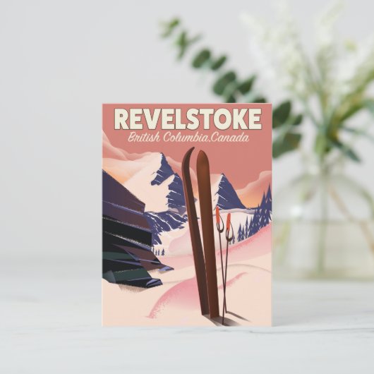 Revelstoke British Columbia, Canada Ski poster Briefkaart (Staand voorkant)