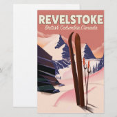 Revelstoke British Columbia, Canada ski-poster Briefpapier (Voorkant / Achterkant)