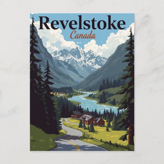 Revelstoke Canada Vintage Mountain Valley Briefkaart (Voorkant)