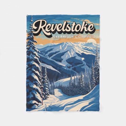 Revelstoke Canada Winter Vintage Fleece Deken (Voorkant)