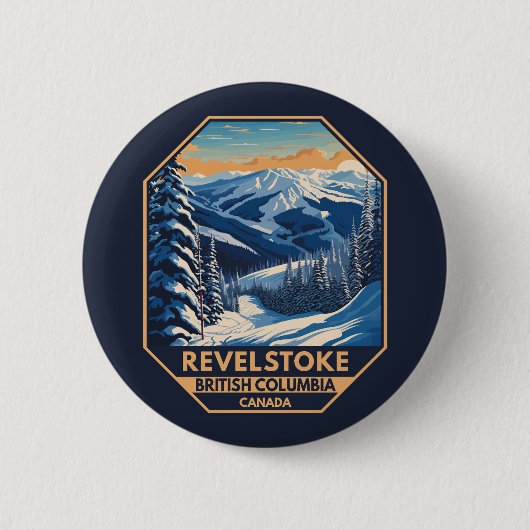Revelstoke Canada Winter Vintage Ronde Button 5,7 Cm (Voorkant)