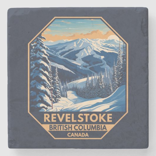 Revelstoke Canada Winter Vintage Stenen Onderzetter (Voorkant)