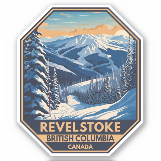 Revelstoke Canada Winter Vintage Sticker (Voorkant)