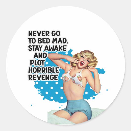 Revenge Retro Huisvrouw Humor Illustratie Kunst Ronde Sticker (Voorkant)