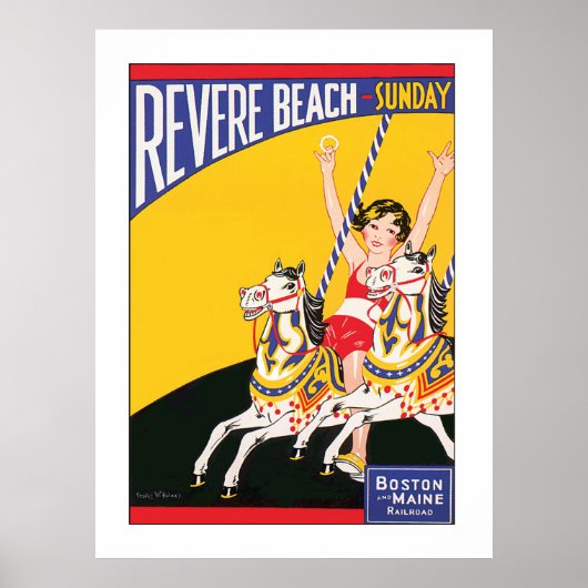  Revere Beach Carrousel Nostalgic Travel Poster (Voorkant)