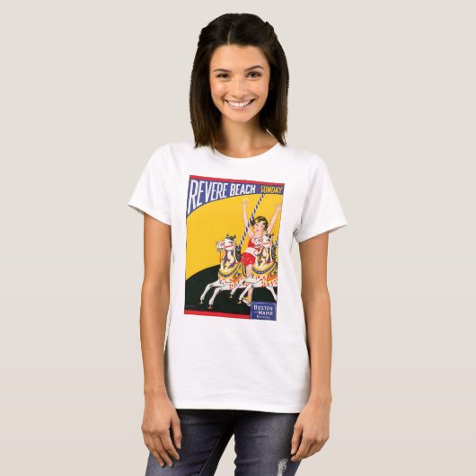  Revere Beach Carrousel Poster Nostalgisch Pat T-shirt (Voorkant volledig)