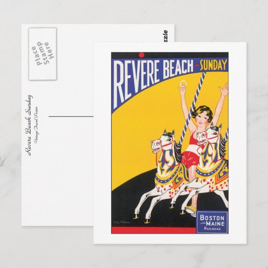 Revere Beach zondag Briefkaart (Voorkant / Achterkant)
