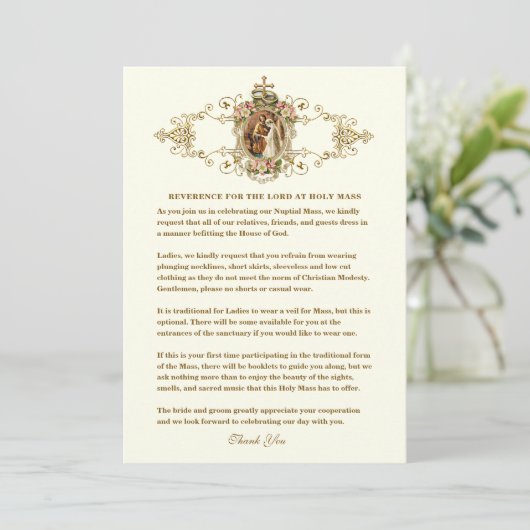 Reverence for Our Lord op Wedding Mass Guidelines Aankondiging (Staand voorkant)