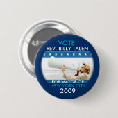 Reverend Billy Talen voor NYC Mayor Pin Ronde Button 5,7 Cm (Voorkant /achterkant)