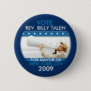 Reverend Billy Talen voor NYC Mayor Pin Ronde Button 5,7 Cm