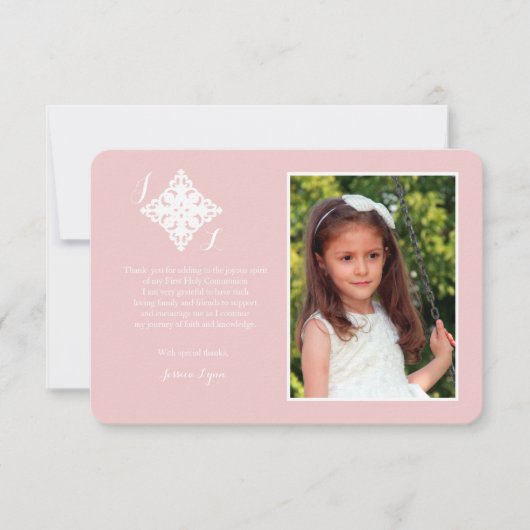 Reverent Cross Religieuze Foto Dank je Roze Bedankkaart (Voorkant)