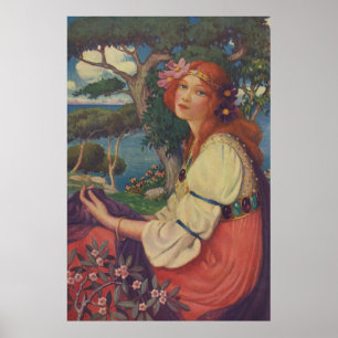 Reverie, 1908, Colorful Gypsy Girl Poster