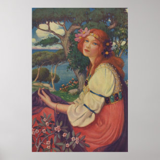 Reverie, 1908, Colorful Gypsy Girl Poster