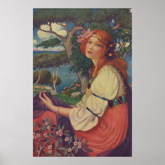 Reverie, 1908, Colorful Gypsy Girl Poster (Voorkant)