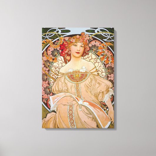 Reverie door Alphonse Mucha Canvas Afdruk (Voorkant)