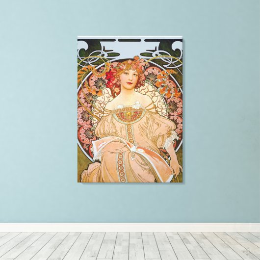 Reverie door Alphonse Mucha Canvas Afdruk (Insitu (Houten vloer))