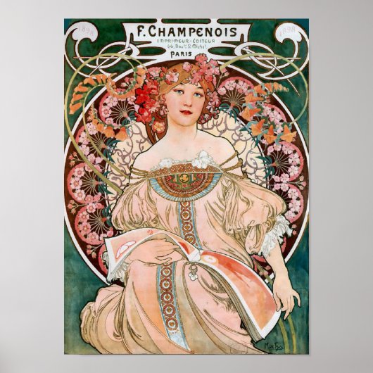 Reverie door Alphonse Mucha Decoratief Poster (Voorkant)