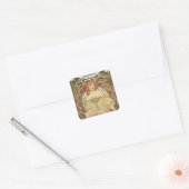 Reverie door Alphonse Mucha Vierkante Sticker (Envelop)
