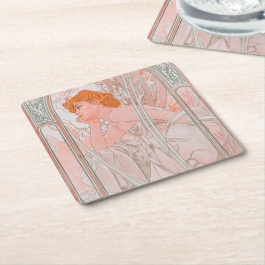 Reverie du Soir (1899) van Alphonse Mucha Kartonnen Onderzetters (Schuin)