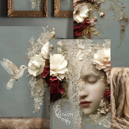 Reverie in Bloom Triptych Heavyweight Decoupage Inpakpapier Vel