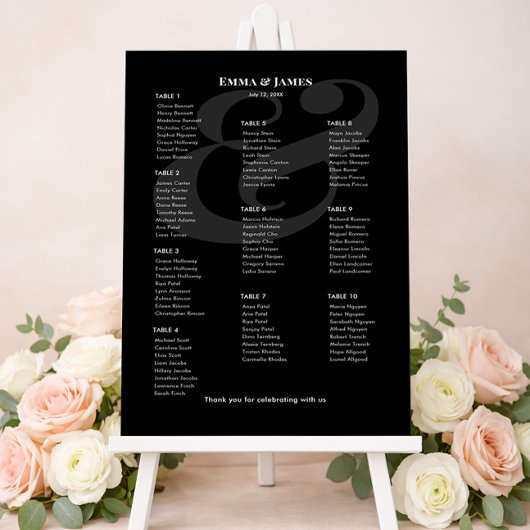 REVERSE Black Ampersand Huwelijk | 10 Zitplaatsenk Poster