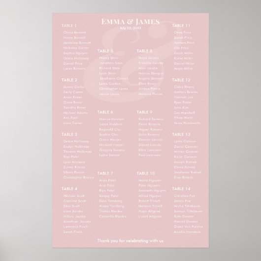 REVERSE Blush Ampersand Huwelijk | 14 zitplaatsenk Poster (Voorkant)