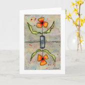 Reverse Flowers Waterverf Wenskaart Kaart (Gele Bloem)