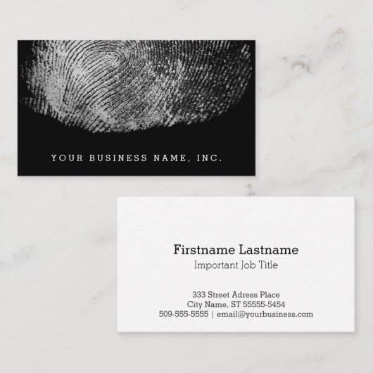 Reversed Loop Fingerprint Monochrome Visitekaartje (Voorkant / Achterkant)