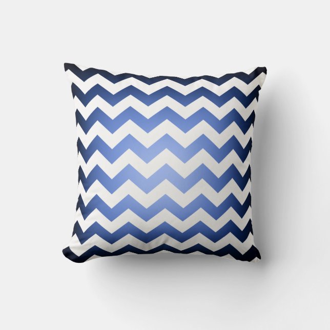 Reversibele Blue Black Fade Chevron Patroonkussen Kussen (Voorkant)
