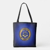 Reversibele Lady Justice en 3D Veritas op Blue Tote Bag (Achterkant)