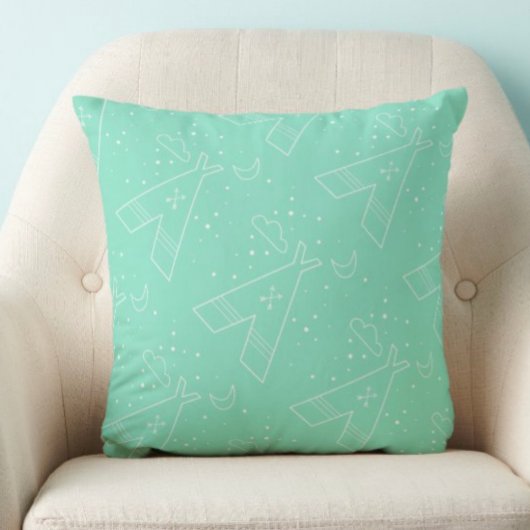 Reversibele Mint Tribal Tepee Patroonontwerppiloot Kussen