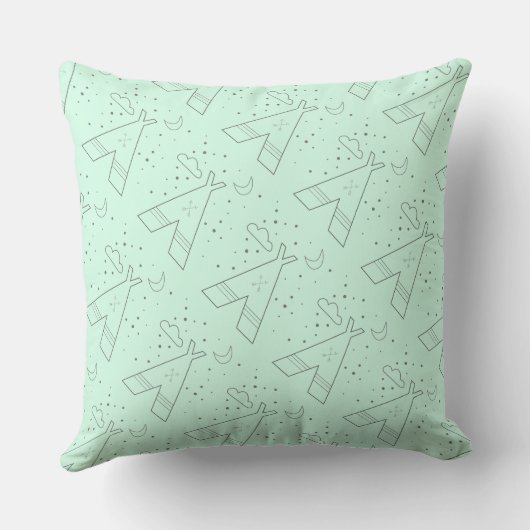Reversibele Mint Tribal Tepee Patroonontwerppiloot Kussen (Achterkant)