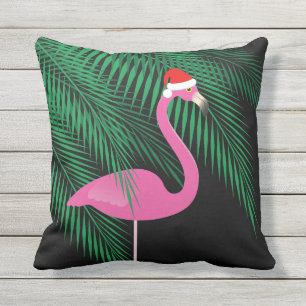 Reversibele Roze en Zwarte Santa Flamingo Pillow 1 Buitenkussen