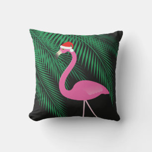 Reversibele Roze en Zwarte Santa Flamingo Pillow 2 Buitenkussen